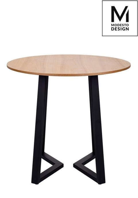 INDUSTRIALNY OKRĄGŁY STÓŁ LOFT, CZARNE METALOWE NOGI, DĘBOWY BLAT MDF 80 CM INDUSTRIALNY OKRĄGŁY STÓŁ LOFT, CZARNE METALOWE NOGI, DĘBOWY BLAT MDF 80 CM