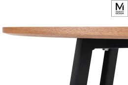 INDUSTRIALNY OKRĄGŁY STÓŁ LOFT, CZARNE METALOWE NOGI, DĘBOWY BLAT MDF 80 CM