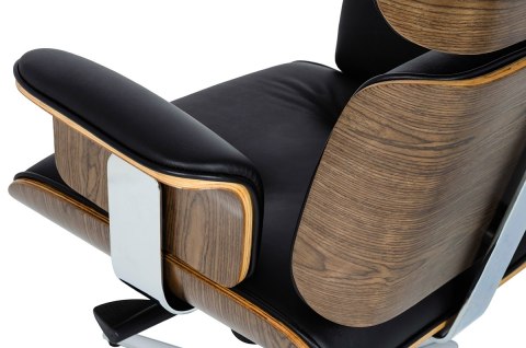 FOTEL LOUNGE BIUROWY Z PODNÓŻKIEM LOUNGE, ORZECH, CZARNA SKÓRA NATURALNA FOTEL LOUNGE BIUROWY Z PODNÓŻKIEM LOUNGE, ORZECH, CZARNA SKÓRA NATURALNA