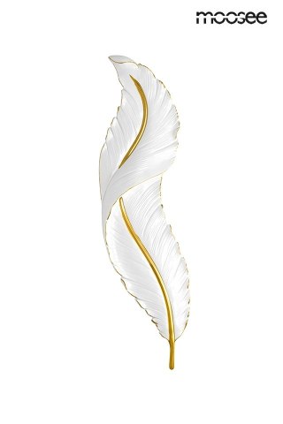 KINKIET LAMPA ŚCIENNA PIUMA, PIÓRO, BIAŁO-ZŁOTA, LED, MOOSEE, DESIGN, 62 CM