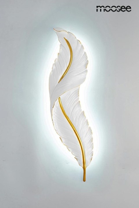 KINKIET LAMPA ŚCIENNA PIUMA, PIÓRO, BIAŁO-ZŁOTA, LED, MOOSEE, DESIGN, 62 CM