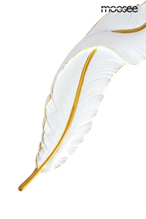 KINKIET LAMPA ŚCIENNA PIUMA, PIÓRO, BIAŁO-ZŁOTA, LED, MOOSEE, DESIGN, 62 CM