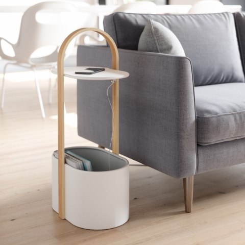 STOLIK SCANDI WOOD, Z UCHWYTEM, NOWOCZESNY, BIAŁY, Z OTWOREM NA PRZEWODY STOLIK SCANDI WOOD, Z UCHWYTEM, NOWOCZESNY, BIAŁY, Z OTWOREM NA PRZEWODY