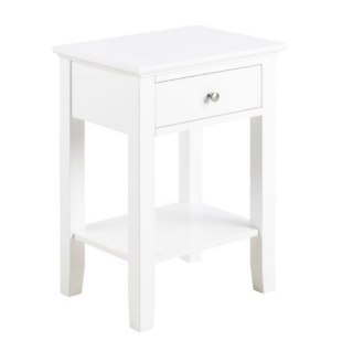 ELEGANCKA BIAŁA SZAFKA NOCNA, Z SZUFLADĄ, 45 CM, GLAMOUR , VINTAGE