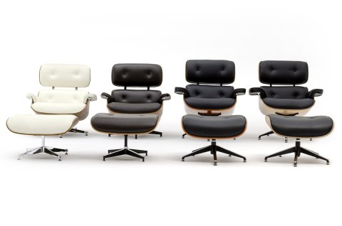 FOTEL LOUNGE, Z PODNÓŻKIEM, DREWNO JESIONOWE, CZARNA SKÓRA NATURALNA