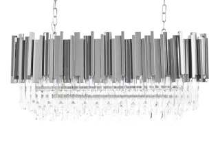 LAMPA WISZĄCA LUMINOSA LONG SILVER 90, KRYSZTAŁOWA, SREBRNA, GLAMOUR, SALON