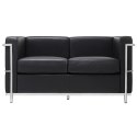 CZARNA SOFA LOFT, SKÓRA NATURALNA, CHROMOWANA STAL, DO SALONU, 130 CM