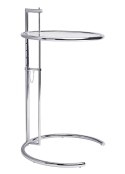 NOWOCZESNY REGULOWANY STOLIK GREY - CHROMOWANY, SZKLANY BLAT, 50 CM, SALON