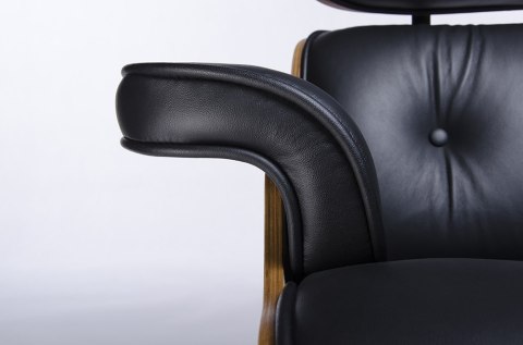 FOTEL LOUNGE, Z PODNÓŻKIEM, DREWNO ORZECHOWE, CZARNA SKÓRA, DO GABINETU FOTEL LOUNGE, Z PODNÓŻKIEM, DREWNO ORZECHOWE, CZARNA SKÓRA, DO GABINETU