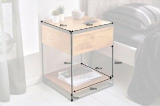 STOLIK NOCNY LOFT FERROCA, LITE DREWNO, METALOWY, INDUSTRIALNY, CZARNY
