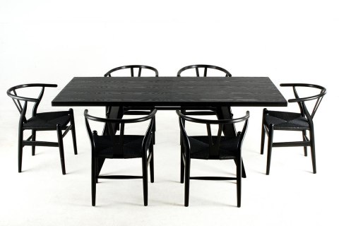 DREWNIANE CZARNE KRZESŁO ALABAMA, DO JADALNI, SALONU, PLECIONKA, KLASYCZNE