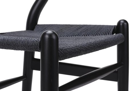 DREWNIANE CZARNE KRZESŁO ALABAMA, DO JADALNI, SALONU, PLECIONKA, KLASYCZNE