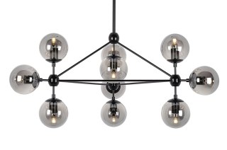 LAMPA WISZĄCA AETHEL CZARNA MATOWA, SZKŁO DYMIONE, LOFT, SALON, INDUSTRIAL