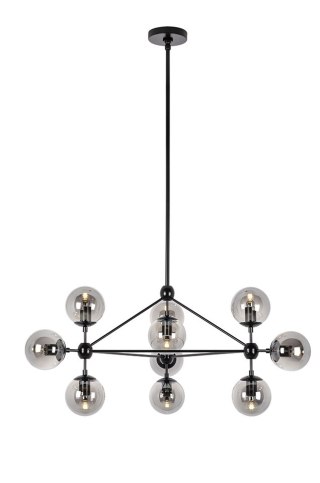LAMPA WISZĄCA AETHEL CZARNA MATOWA, SZKŁO DYMIONE, LOFT, SALON, INDUSTRIAL