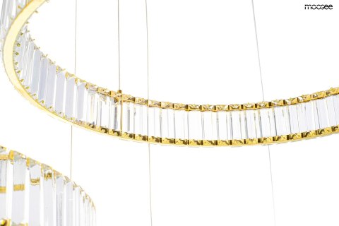 LAMPA WISZĄCA LUMINA, ZŁOTA, KRYSZTAŁOWA, LED, 3 OKRĘGI, GLAMOUR, MOOSEE