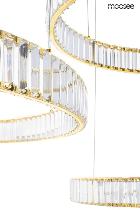LAMPA WISZĄCA LUMINA, ZŁOTA, KRYSZTAŁOWA, LED, 3 OKRĘGI, GLAMOUR, MOOSEE