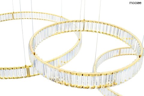 LAMPA WISZĄCA LUMINA, ZŁOTA, KRYSZTAŁOWA, LED, 3 OKRĘGI, GLAMOUR, MOOSEE
