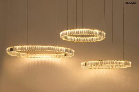 LAMPA WISZĄCA LUMINA, ZŁOTA, KRYSZTAŁOWA, LED, 3 OKRĘGI, GLAMOUR, MOOSEE