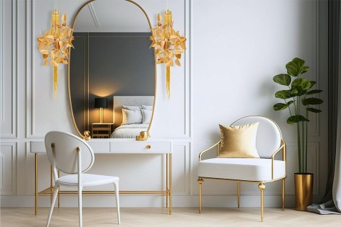 LAMPA WISZĄCA AURELIA, MOOSEE, ZŁOTA, KRYSZTAŁY, LIŚCIE, GLAMOUR, SALON