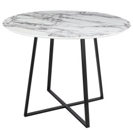 MARMUROWY BIAŁY STÓŁ Z CZARNYMI NOGAMI, MDF, GLAMOUR LOFT, DO SALONU, 80 CM