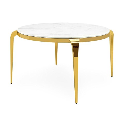 OKRĄGŁY STÓŁ GLAMOUR, ZŁOTE NOGI, BIAŁY BLAT, MARMUR, DO SALONU, ELEGANCKI OKRĄGŁY STÓŁ GLAMOUR, ZŁOTE NOGI, BIAŁY BLAT, MARMUR, DO SALONU, ELEGANCKI