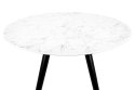 BIAŁY OKRĄGŁY STOLIK KAWOWY GLAMOUR, CZARNO ZŁOTE NOGI, DO SALONU, 90 CM
