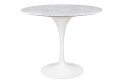 BIAŁY OKRĄGŁY STÓŁ TULIP MARBLE, MARMUROWY BLAT, DO JADALNI, SALONU, 90 CM