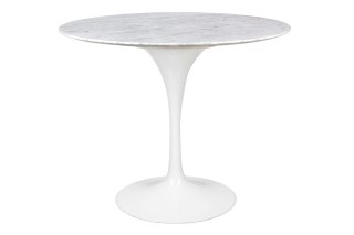 BIAŁY OKRĄGŁY STÓŁ TULIP MARBLE, MARMUROWY BLAT, DO JADALNI, SALONU, 90 CM