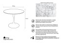 BIAŁY OKRĄGŁY STÓŁ TULIP MARBLE, MARMUROWY BLAT, DO JADALNI, SALONU, 90 CM