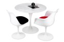 BIAŁY OKRĄGŁY STÓŁ TULIP MARBLE, MARMUROWY BLAT, DO JADALNI, SALONU, 90 CM