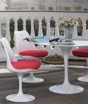BIAŁY OKRĄGŁY STÓŁ TULIP MARBLE, MARMUROWY BLAT, DO JADALNI, SALONU, 90 CM