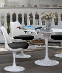 BIAŁY OKRĄGŁY STÓŁ TULIP MARBLE, MARMUROWY BLAT, DO JADALNI, SALONU, 90 CM