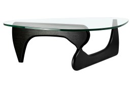 NOWOCZESNY CZARNY STOLIK KAWOWY, SZKLANY BLAT, DO SALONU, ELEGANCKI 130 CM