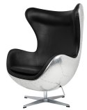 CZARNY FOTEL EGG INDUSTRIALNY, LOFT, JAJO, OBROTOWY, METALOWY, DO SALONU