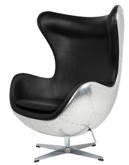 CZARNY FOTEL EGG INDUSTRIALNY, LOFT, JAJO, OBROTOWY, METALOWY, DO SALONU