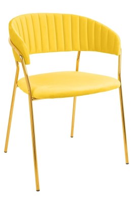 TAPICEROWANE ŻÓŁTE KRZESŁO GLAMOUR - VERONA, WELUROWE, DO SALONU, ZŁOTE