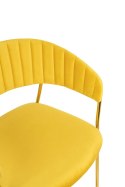 TAPICEROWANE ŻÓŁTE KRZESŁO GLAMOUR - VERONA, WELUROWE, DO SALONU, ZŁOTE