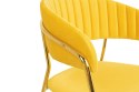 TAPICEROWANE ŻÓŁTE KRZESŁO GLAMOUR - VERONA, WELUROWE, DO SALONU, ZŁOTE