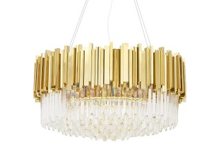 LAMPA WISZĄCA SPLENDORE, ZŁOTA, KRYSZTAŁY, GLAMOUR, SALON, JADALNIA, STAL