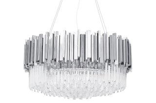 LAMPA WISZĄCA SPLENDORE, SREBRNA, STAL SZCZOTKOWANA, KRYSZTAŁY, GLAMOUR