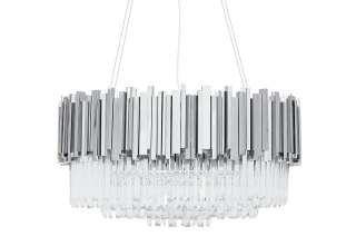 LAMPA WISZĄCA SPLENDORE, SREBRNA, STAL SZCZOTKOWANA, KRYSZTAŁY, GLAMOUR