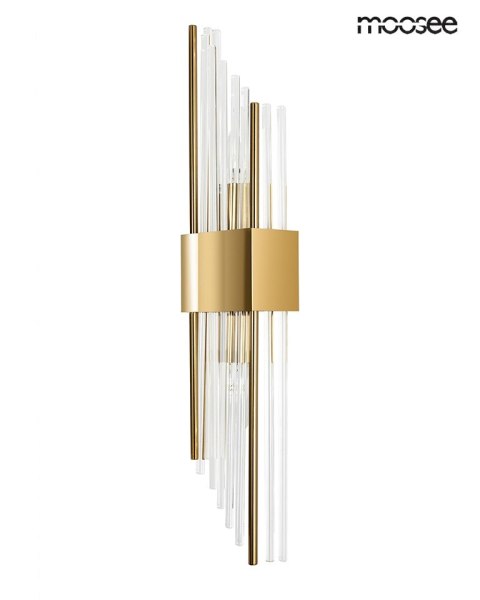 LAMPA ŚCIENNA KINKIET MOOSEE AUREO, ZŁOTA, SZKŁO, NOWOCZESNA, SALON, E14