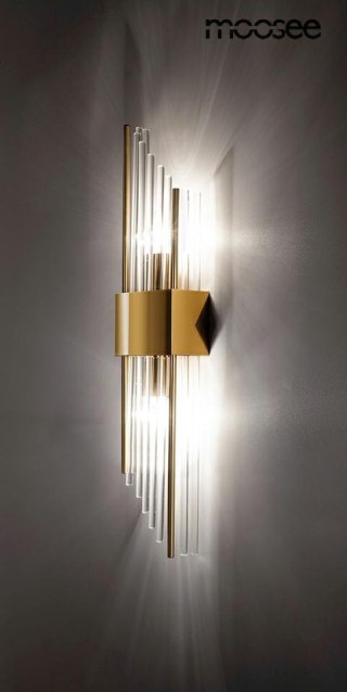 LAMPA ŚCIENNA KINKIET MOOSEE AUREO, ZŁOTA, SZKŁO, NOWOCZESNA, SALON, E14
