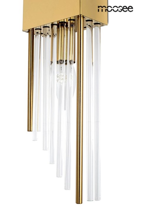 LAMPA ŚCIENNA KINKIET MOOSEE AUREO, ZŁOTA, SZKŁO, NOWOCZESNA, SALON, E14
