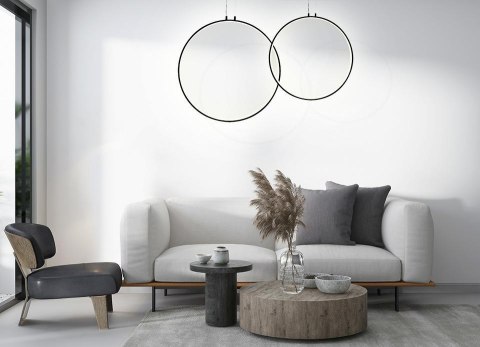 LAMPA WISZĄCA CZARNA LED LUMENIS, RING 60CM, OKRĄG, MOOSEE, LOFT, SALON