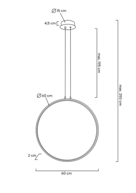 LAMPA WISZĄCA CZARNA LED LUMENIS, RING 60CM, OKRĄG, MOOSEE, LOFT, SALON