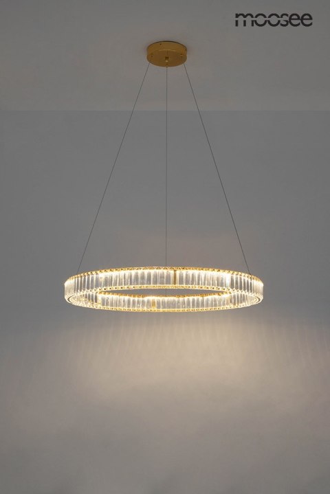 LAMPA WISZĄCA LUMINOSA, ZŁOTA, KRYSZTAŁOWA, LED, GLAMOUR, MOOSEE, 41CM