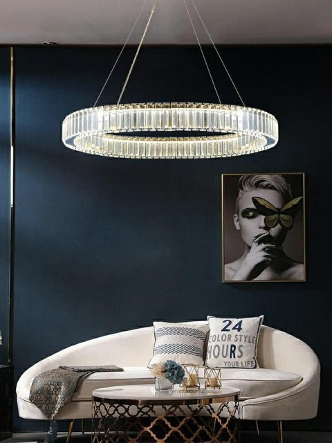 LAMPA WISZĄCA LUMINOSA, ZŁOTA, KRYSZTAŁOWA, LED, GLAMOUR, MOOSEE, 41CM