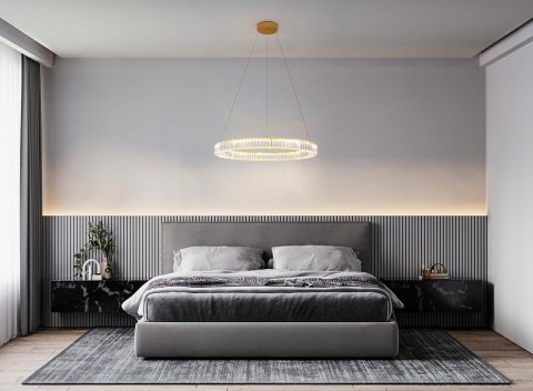 LAMPA WISZĄCA LUMINOSA, ZŁOTA, KRYSZTAŁOWA, LED, GLAMOUR, MOOSEE, 41CM