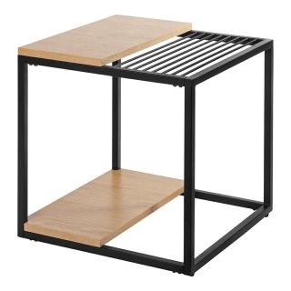 STOLIK KAWOWY ŁAWA LOFT FABRIK, DĄB, CZARNY, DO SALONU, Z PÓŁKĄ, GAZETNIK